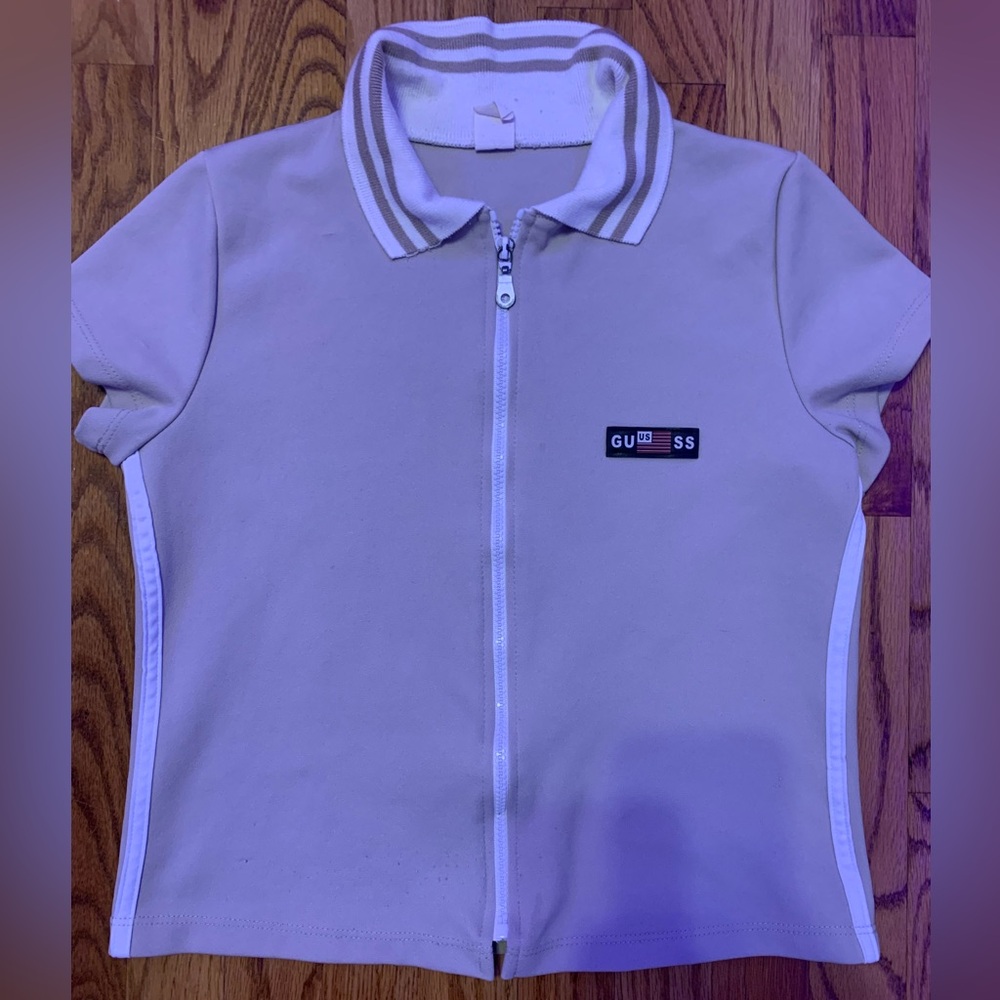 Cream/White Zip Up Shirt